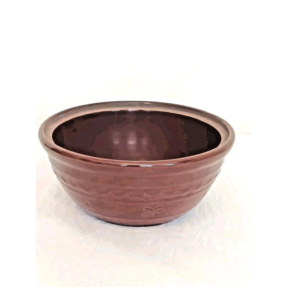Vintage Marcrest 8 Inch Ribbed Oven Proof Stoneware Mixing Serving Bowl